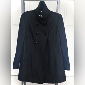 Guess Y2K Double-Breasted Black Pea Coat Sz M